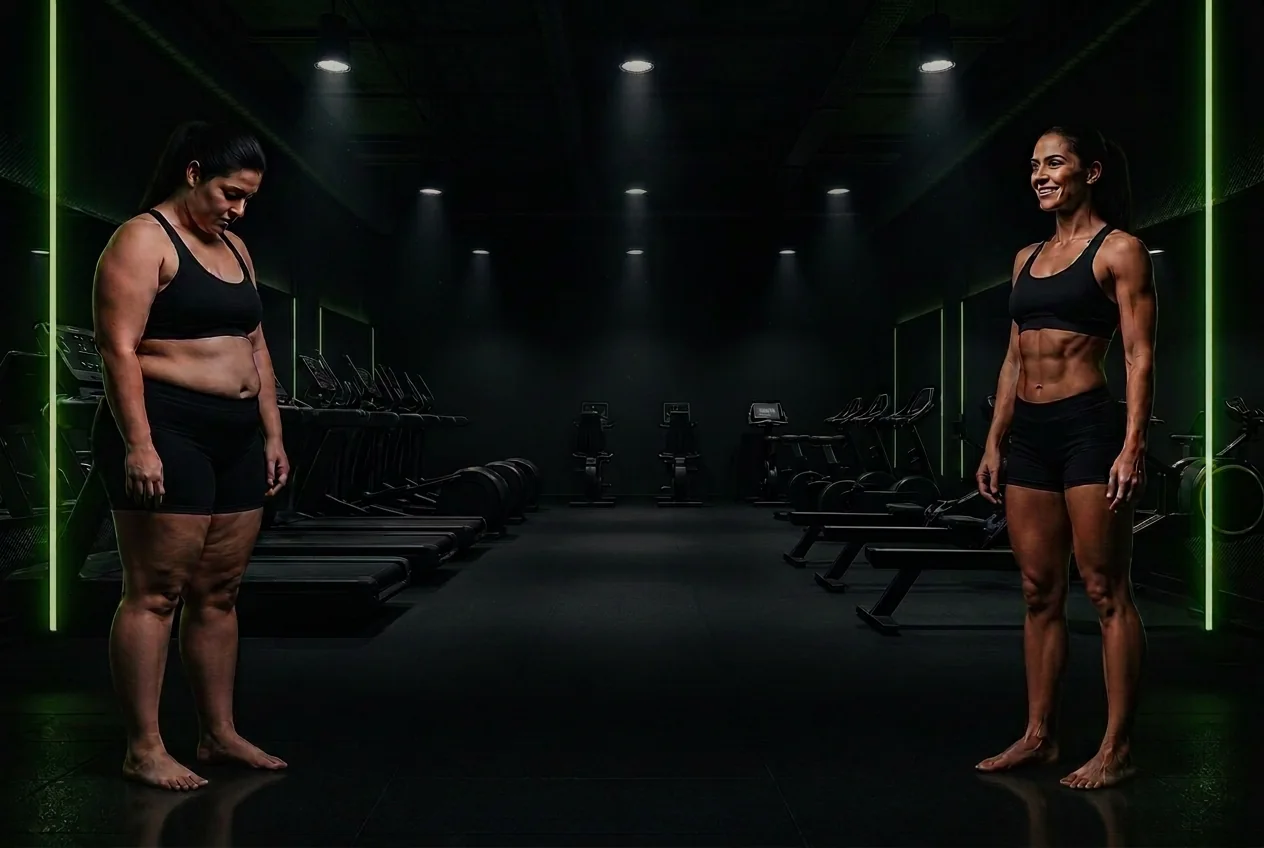 A woman's fitness journey from bloated and tired to lean and confident